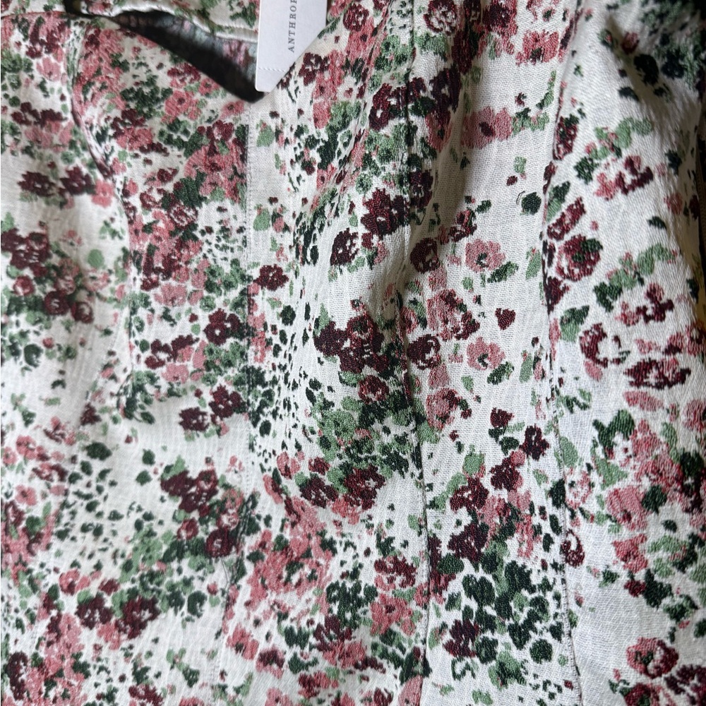 Anthropologie Cream Ruched Blouse with Short Sleeves - Picture 4 of 8